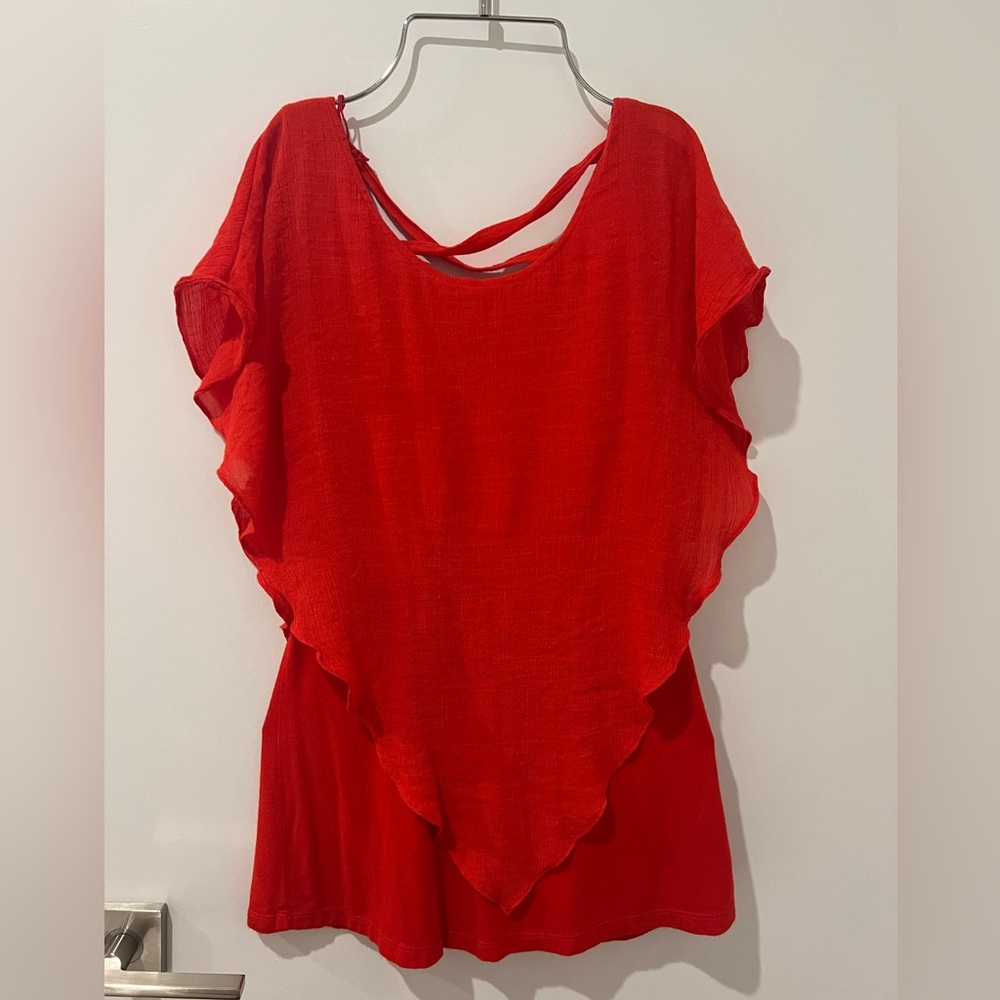 BCX Flowy red blouse shirt